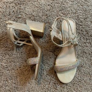 New Sugar Noisy Champagne Gold Rhinestone Heels